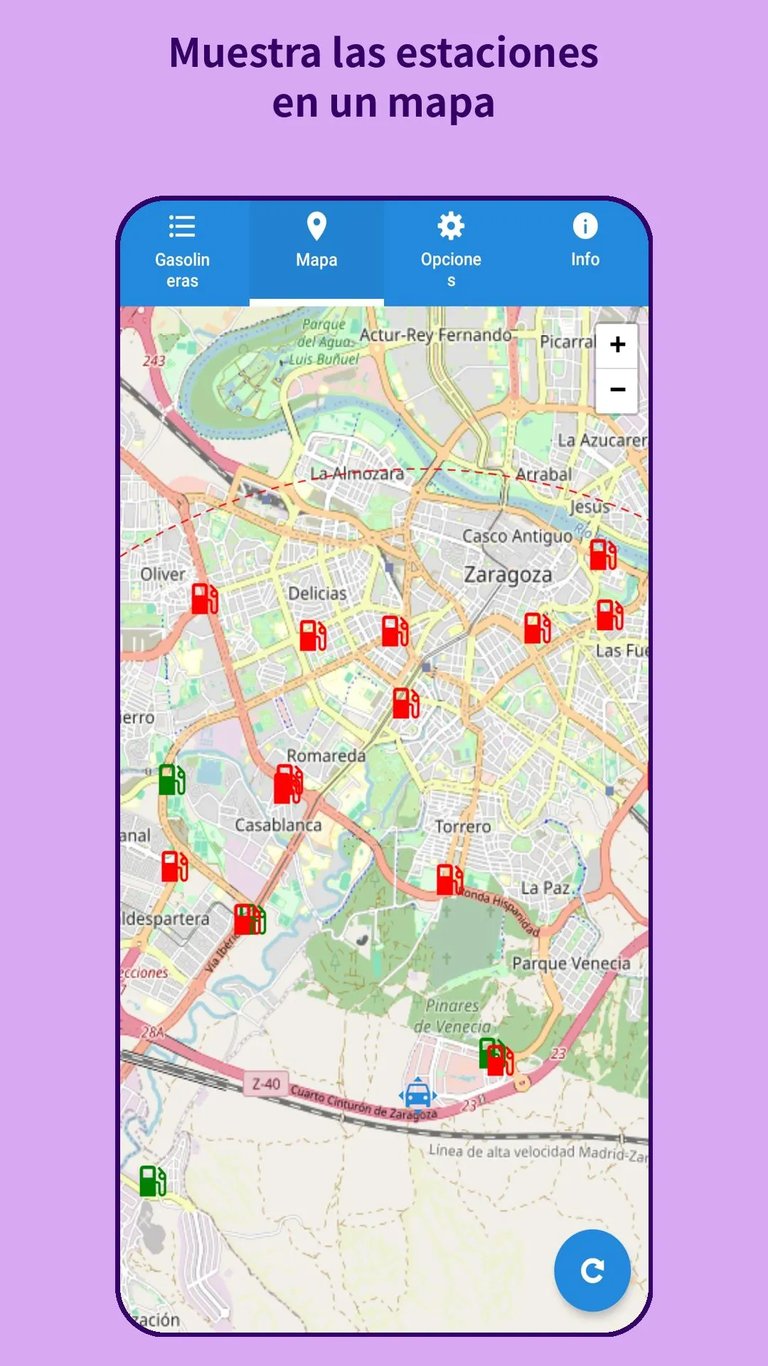 Muestra las estaciones en un mapa